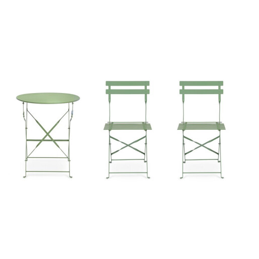 Set mobilier gradina masa, 2 scaune otel verde Austin 41x46x80x44h1(x2); ø60x71h