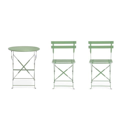 Set mobilier gradina masa, 2 scaune otel verde Austin 41x46x80x44h1(x2); ø60x71h