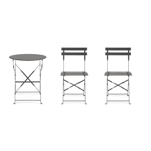 Set mobilier gradina masa, 2 scaune otel gri charcoal Austin 41x46x80x44h1(x2); ø60x71h