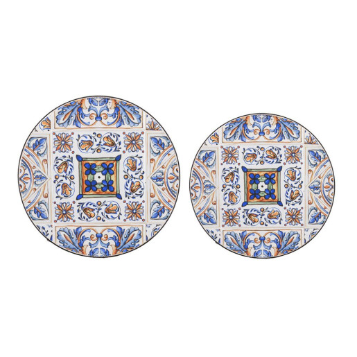 Set 2 masute cafea otel ceramica multicolora Mykonos Ø30x41h; ø35x45h