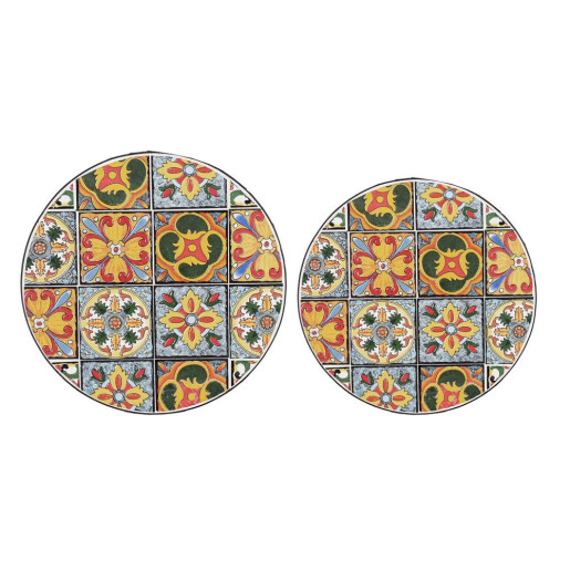 Set 2 masute cafea otel ceramica multicolora Naxos Ø30x41h; ø35x45h