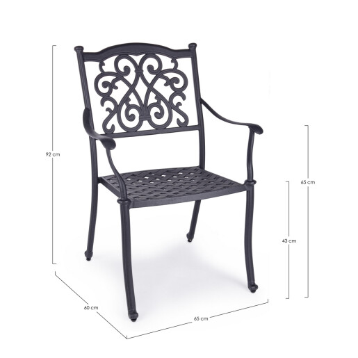 Set 4 scaune gradina aluminiu gri antracit Ivrea 65x60x92h
