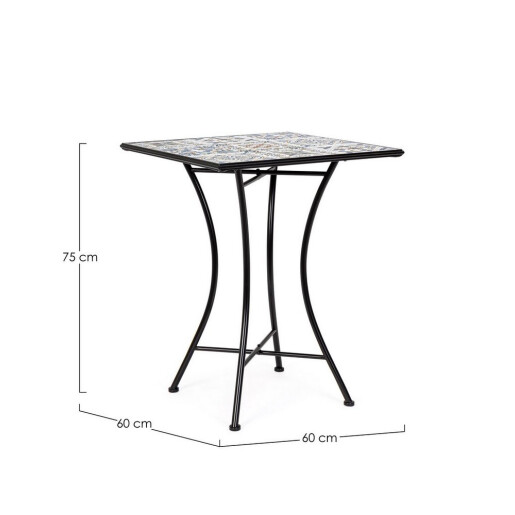 Masa otel ceramica multicolora Mykonos 60x60x75h