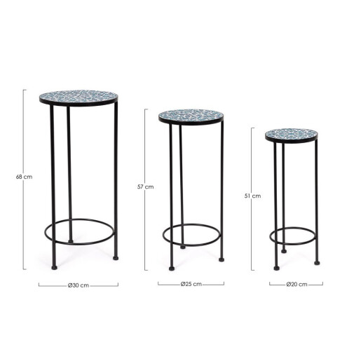 Set 3 suporturi flori otel ceramica Samos Ø30x68h; ø25x57h; ø20x51h