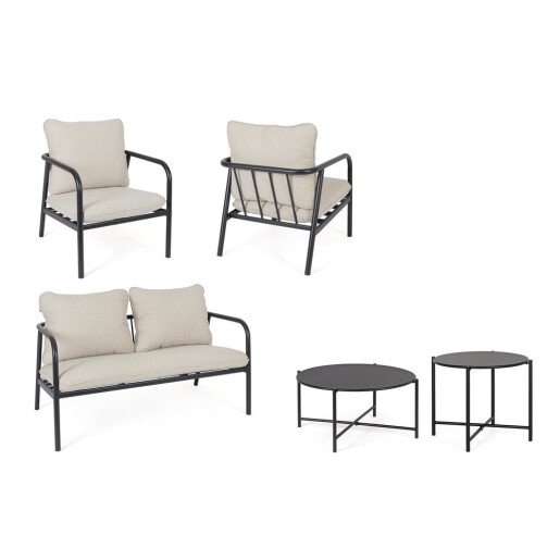 Set mobilier gradina otel gri charcoal textil bej Otsuni