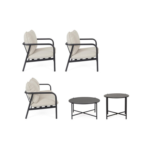 Set mobilier gradina otel gri charcoal textil bej Otsuni