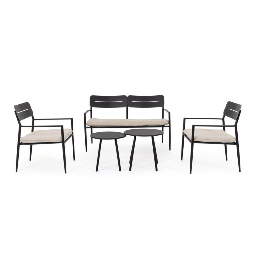 Set mobilier gradina otel gri charcoal textil bej Gargano