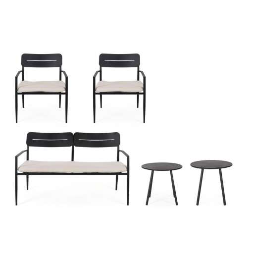 Set mobilier gradina otel gri charcoal textil bej Gargano