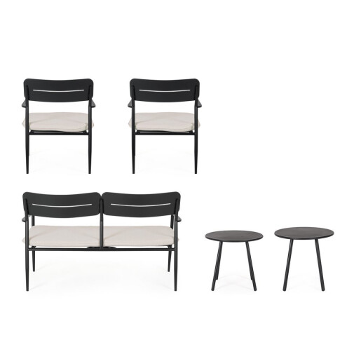 Set mobilier gradina otel gri charcoal textil bej Gargano