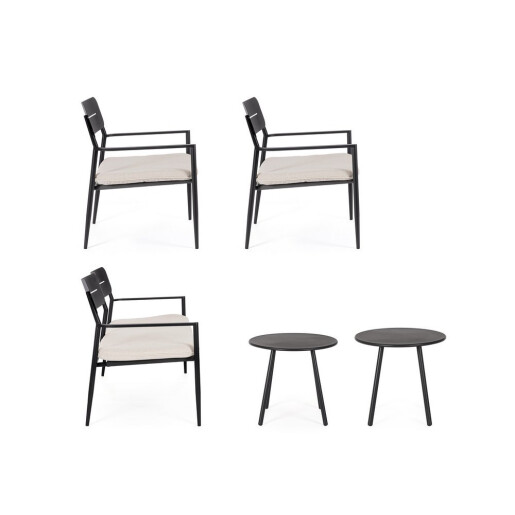 Set mobilier gradina otel gri charcoal textil bej Gargano