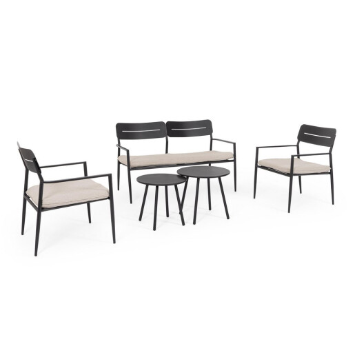 Set mobilier gradina otel gri charcoal textil bej Gargano