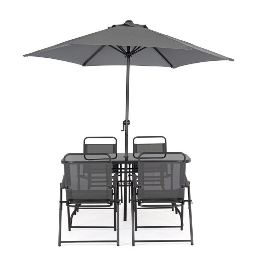 Set mobilier gradina cu umbrela soare otel gri charcoal Pompei 