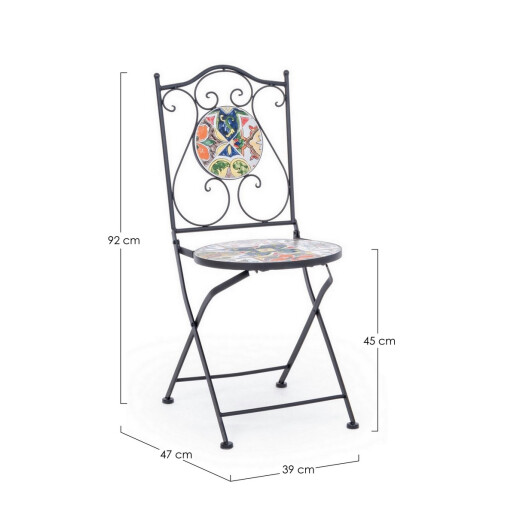 Set 2 scaune gradina otel ceramica Paloma 39x47x92 cm