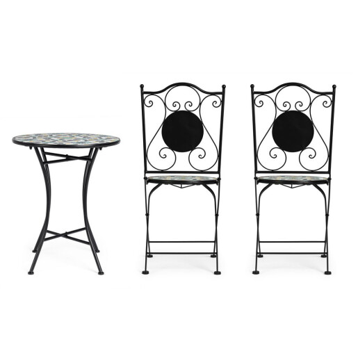 Set mobilier gradina otel ceramica multicolora Positano 38x38x92h ; ø60x75h