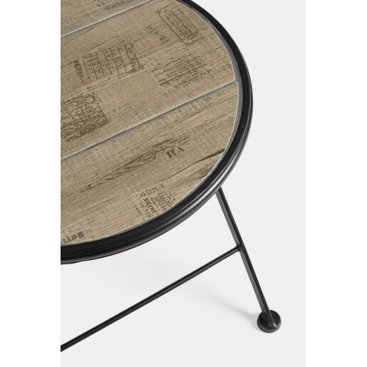 Set mobilier gradina otel negru ceramica maro Kansas 38x38x92h ; ø60x75h