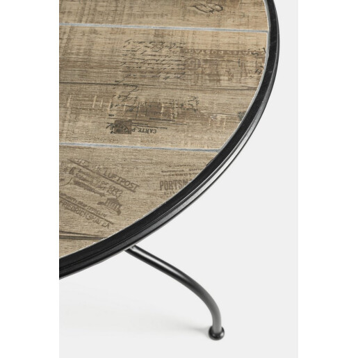 Set mobilier gradina otel negru ceramica maro Kansas 38x38x92h ; ø60x75h