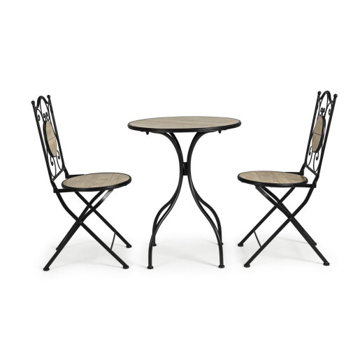 Set mobilier gradina otel negru ceramica maro Kansas 38x38x92h ; ø60x75h