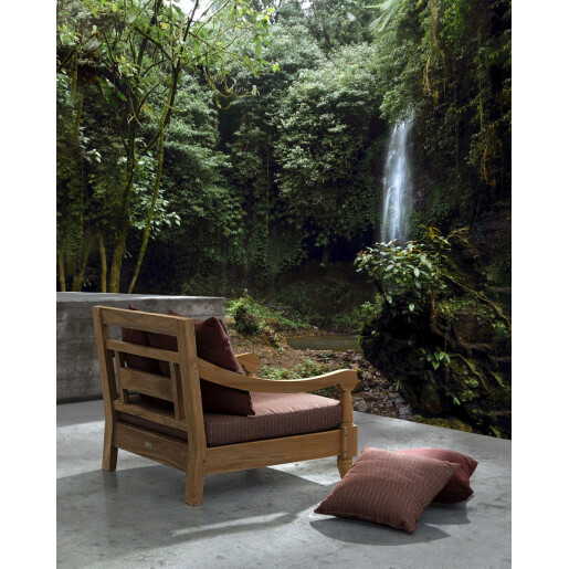 Fotoliu lemn maro textil visiniu Bali 90x90x81 cm