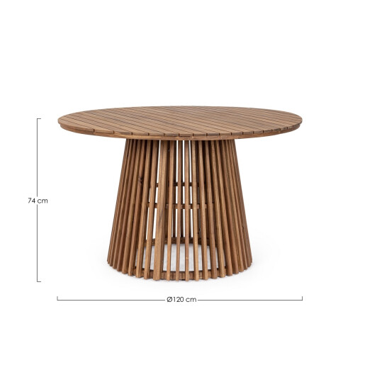 Masa lemn acacia maro Rodano Ø120x74h