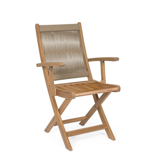 Set 2 scaune pliabile gradina, terasa lemn acacia textil taupe Danubio 51.5x61x90h