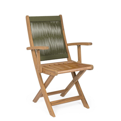 Set 2 scaune pliabile gradina, terasa lemn acacia textil verde olive Danubio 51.5x61x90h