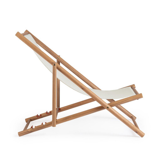 Set 2 scaune gradina, terasa lemn acacia textil alb Danubio 68x106/114x76/89h