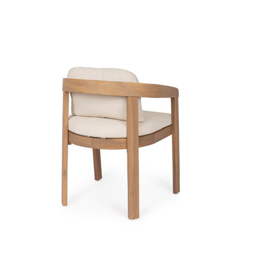 Set 2 scaune lemn masiv acacia maro perne crem Pablo 58x60x79h