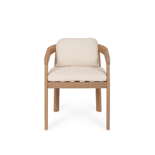 Set 2 scaune lemn masiv acacia maro perne crem Pablo 58x60x79h