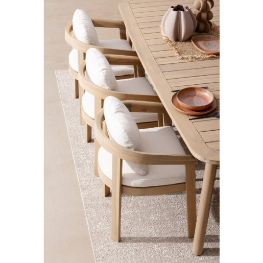 Set 2 scaune lemn masiv acacia maro perne crem Pablo 58x60x79h