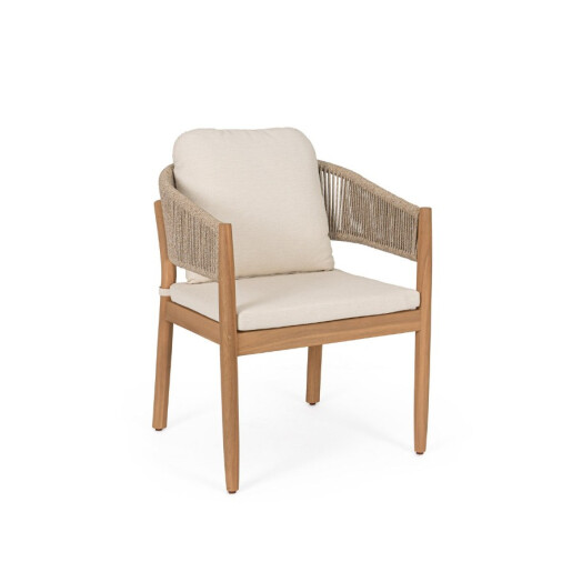 Set 2 scaune lemn masiv acacia textil crem Thiago 63x59.5x84h