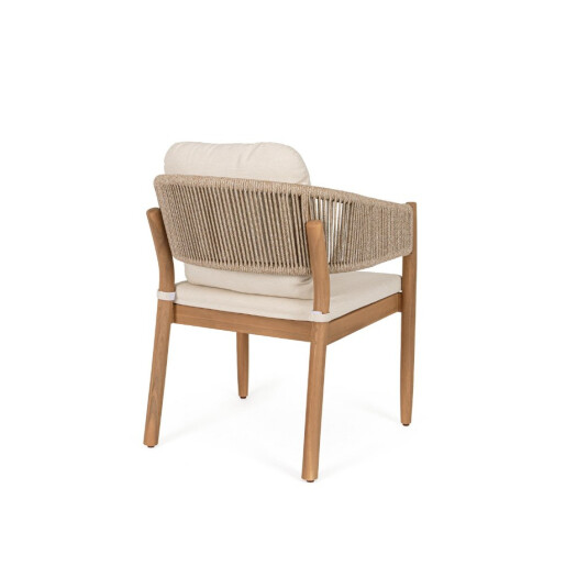 Set 2 scaune lemn masiv acacia textil crem Thiago 63x59.5x84h