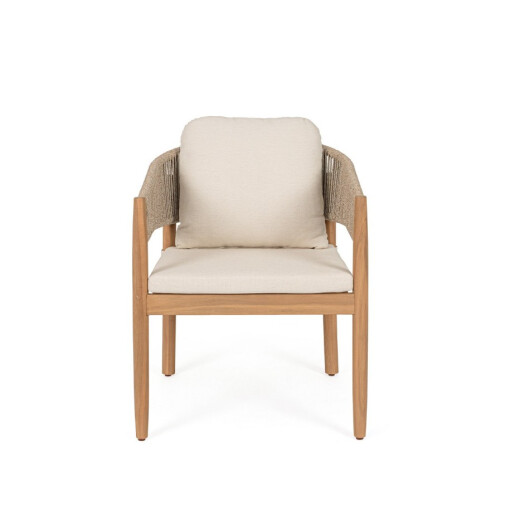 Set 2 scaune lemn masiv acacia textil crem Thiago 63x59.5x84h