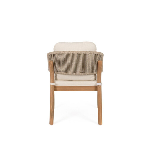 Set 2 scaune lemn masiv acacia textil crem Thiago 63x59.5x84h