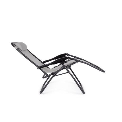 Set 2 scaune gradina otel negru textilena gri Santana 177x65x110h