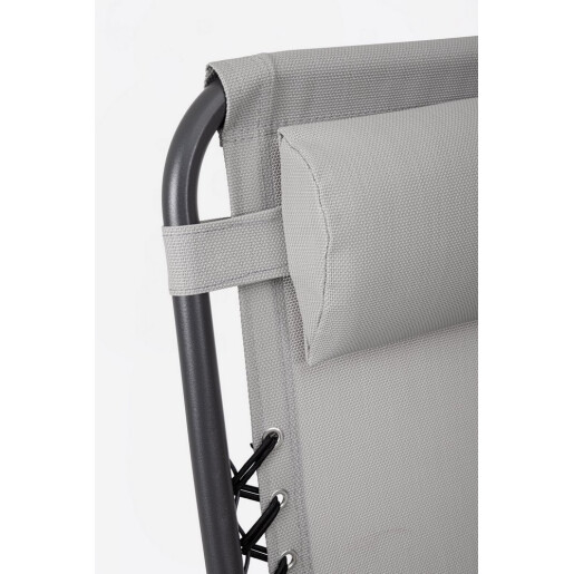 Set 2 scaune gradina otel negru textilena gri Santana 177x65x110h