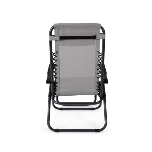 Set 2 scaune gradina otel negru textilena gri Santana 177x65x110h