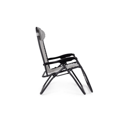 Set 2 scaune gradina otel negru textilena gri Santana 177x65x110h