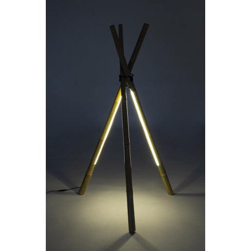 Lampadar bambus natur cu led Arusha 51 cm x 47 cm x 109 h