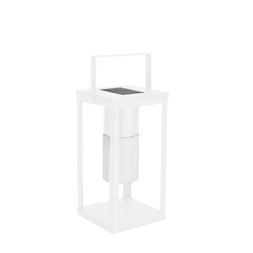 Felinar incarcare solara otel alb 17x17x38 cm