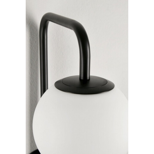 Set 2 aplice metal negru sticla alba Delphine 17x30x50 cm