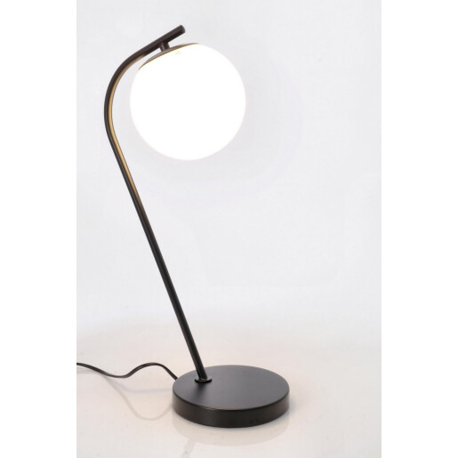 Veioza metal negru sticla alba Delphine 22x16x51 cm