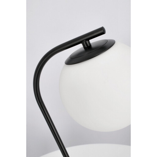 Veioza metal negru sticla alba Delphine 22x16x51 cm