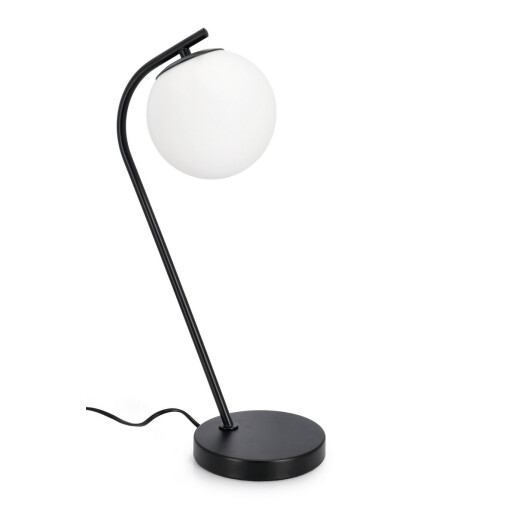 Veioza metal negru sticla alba Delphine 22x16x51 cm