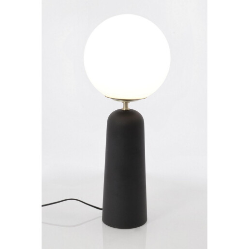 Veioza metal negru sticla alba Delphine 20x51 cm