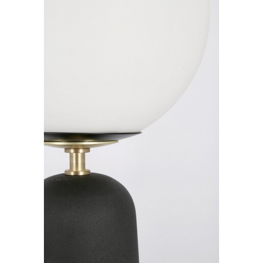 Veioza metal negru sticla alba Delphine 20x51 cm