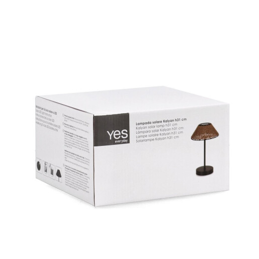 Veioza incarcare solara otel negru ratan artificial maro Kalyan Ø20x31h