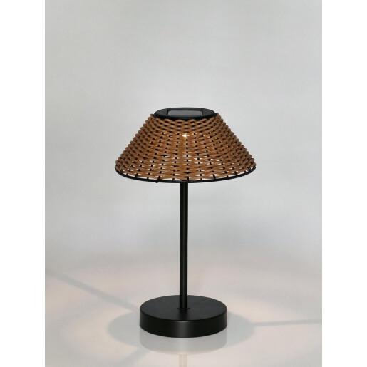 Veioza incarcare solara otel negru ratan artificial maro Kalyan Ø20x31h