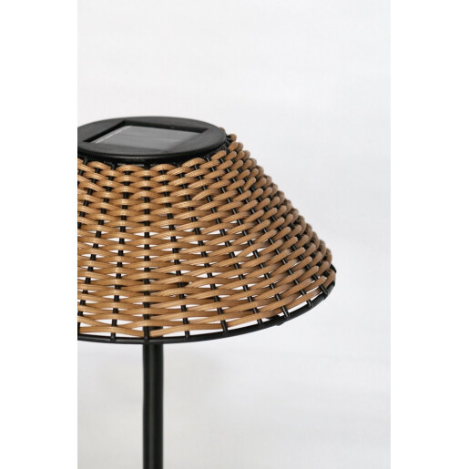 Veioza incarcare solara otel negru ratan artificial maro Kalyan Ø20x31h