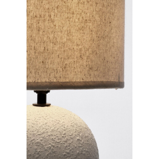 Veioza ceramica alba textil crem Irvin Ø20x32h