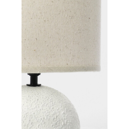 Veioza ceramica alba textil crem Irvin Ø20x32h